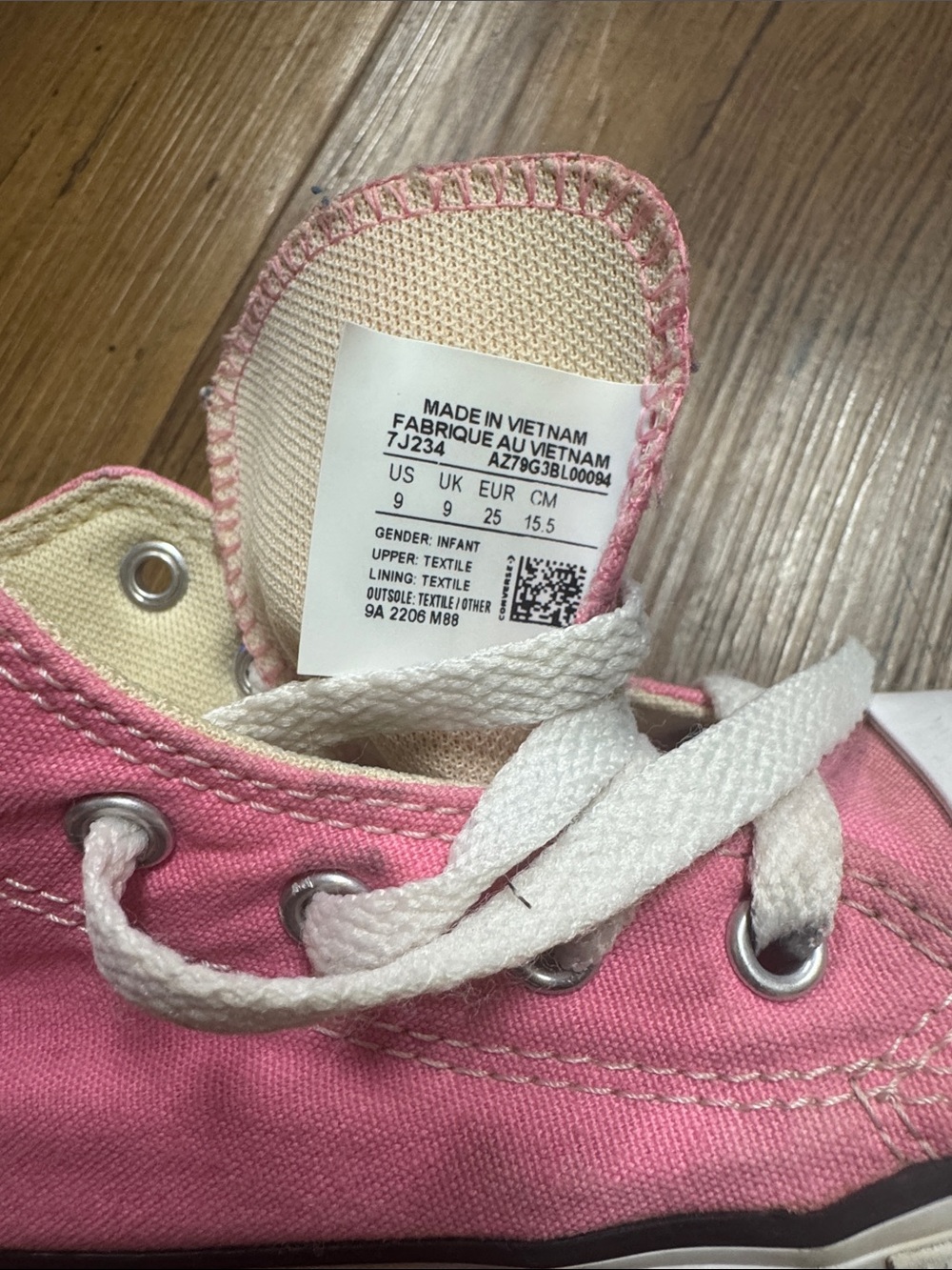 Kids-Converse High Top Sneakers - Pink with White Accents - Picture 5 of 5